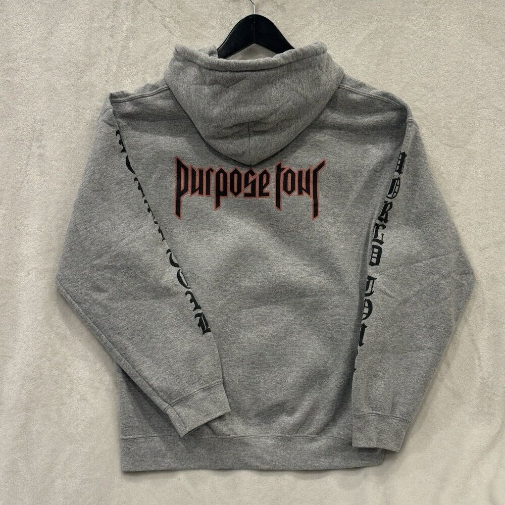 Justin Bieber Purpose Tour 2016 Gray Merch Hoodie Size L